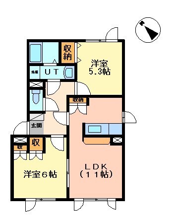 栄町駅 バス19分  東6　札苗線　東苗穂10条3丁目下車：停歩4分 2階の物件間取画像